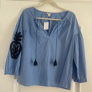 NWT J. Crew Factory embroidered 3/4 sleeve top